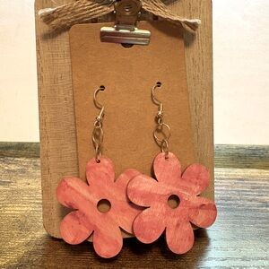 Pink Flower Dangle Earrings